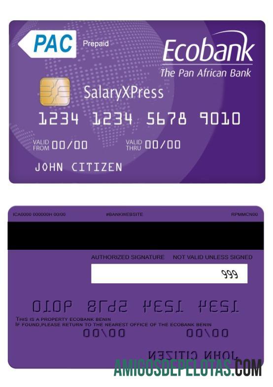 Cartão pré-pago Benin Ecobank Salaryxpress baixar para verificação